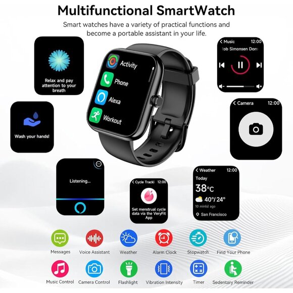 ⚡Smart Watch for Men Women with Bluetooth Call 1.83HD Touch with Alexa - Picture 6 of 7